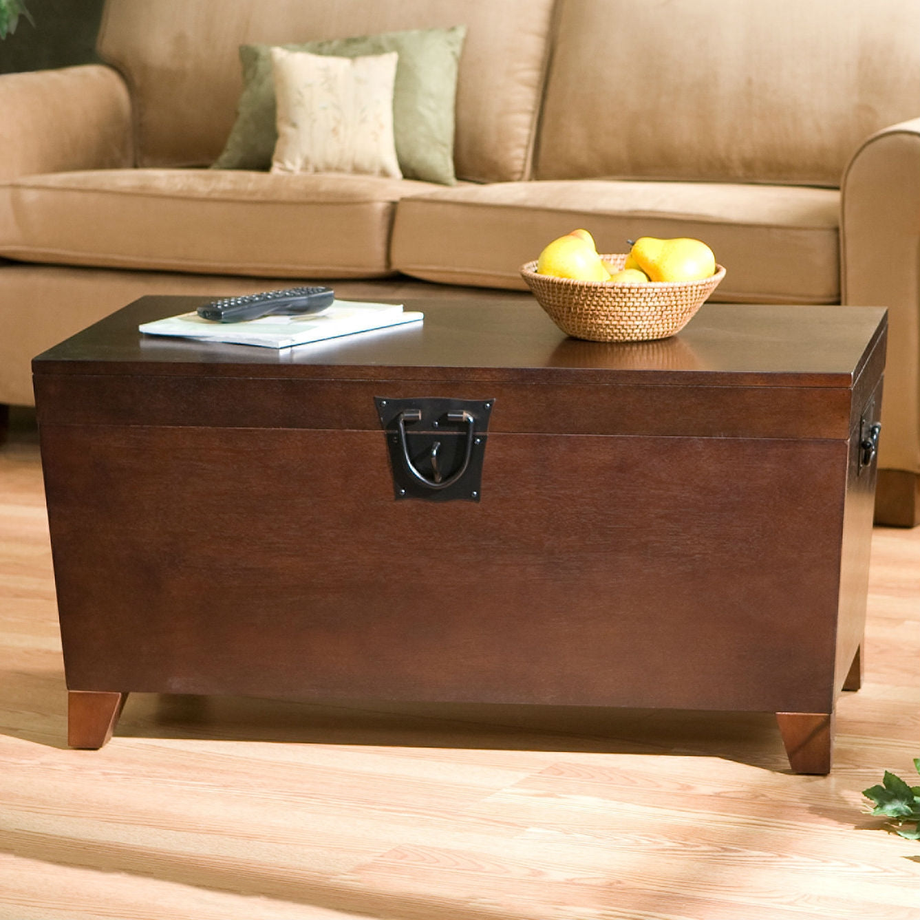 Living Room > Coffee Tables - Contemporary Lift Top Coffee Table Storage Trunk In Espresso Finish