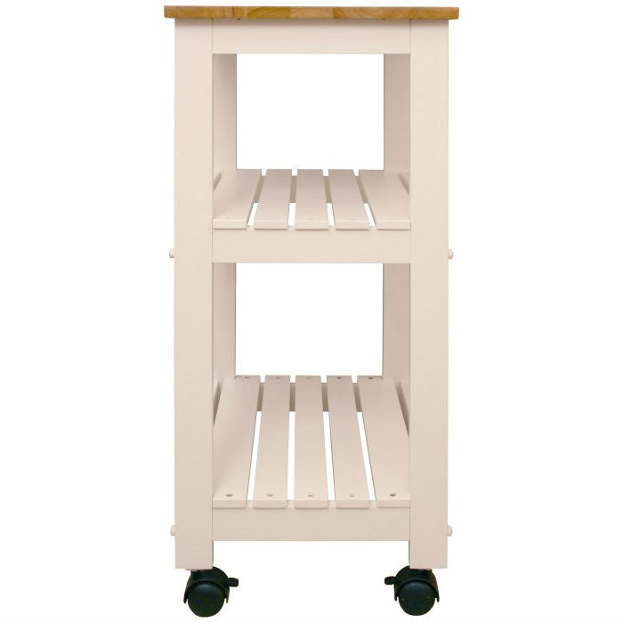 Kitchen > Kitchen Carts - White Kitchen Microwave Cart With Butcher Block Top & Locking Casters