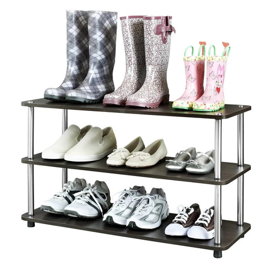 Accents > Shoe Racks - Espresso 3-Shelf Modern Shoe Rack - Holds Up To 12 Pair Of Shoes