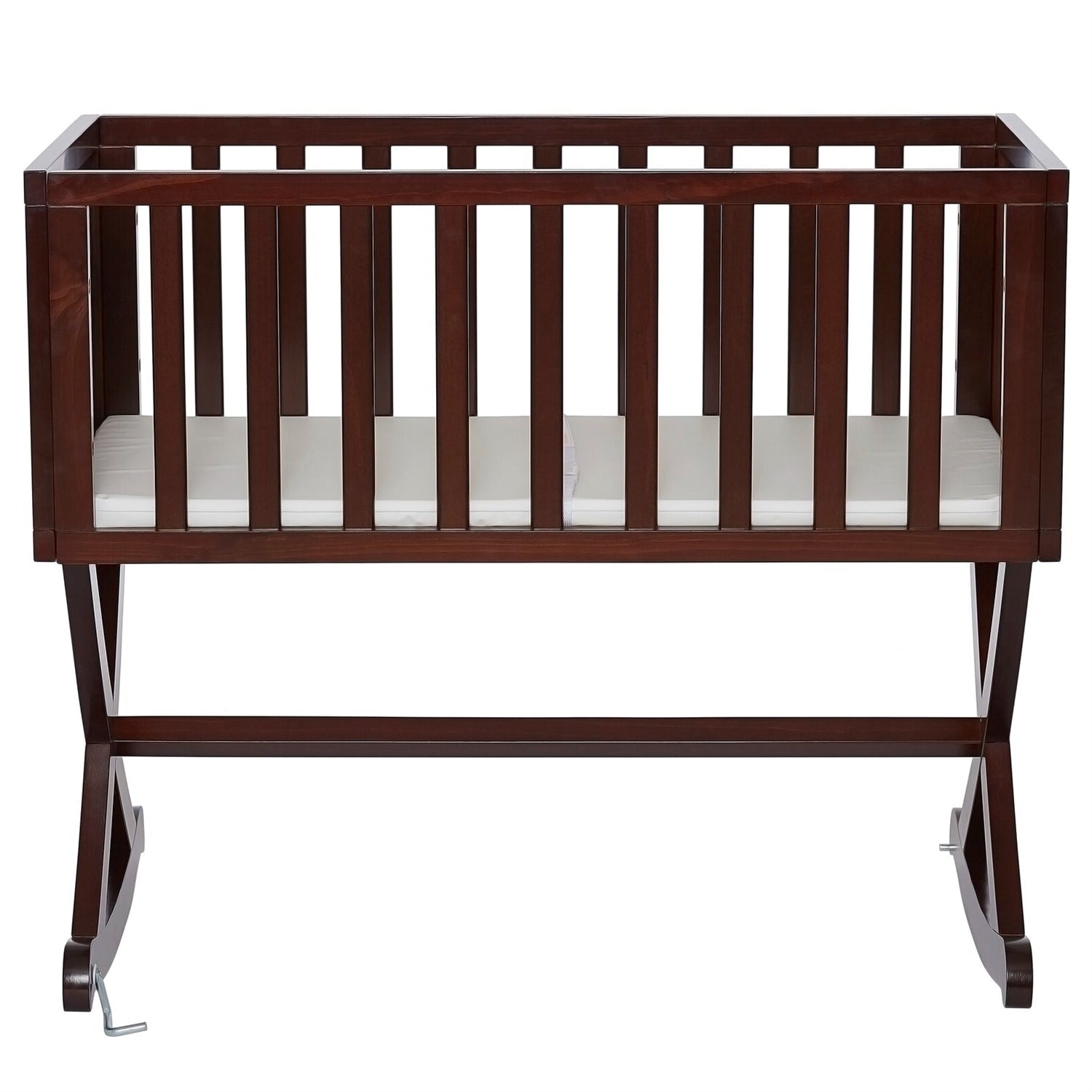 Bedroom > Baby & Kids - Solid Wood Rocking Baby Glider Cradle With Crib Mattress In Cherry Finish