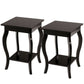 Bedroom > Nightstand And Dressers - Modern Nightstand End Table With Bottom Shelf In Espresso Wood Finish - Set Of 2