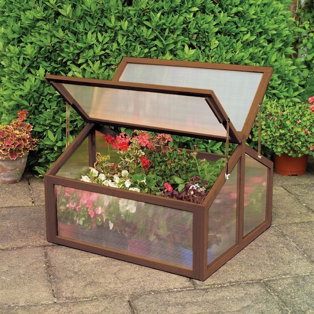 Outdoor > Gardening > Greenhouses - Farmhouse Double Box Wooden Small Portable Garden Greenhouse