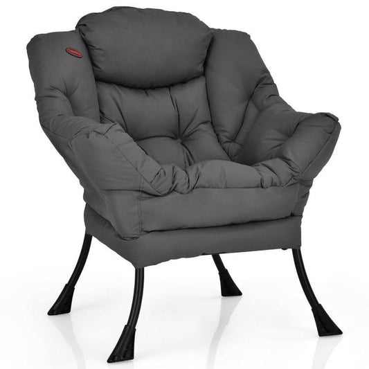 Living Room > Accent Chairs - Upholstered Modern Cushioned Accent Chair With Side Pocket In Grey