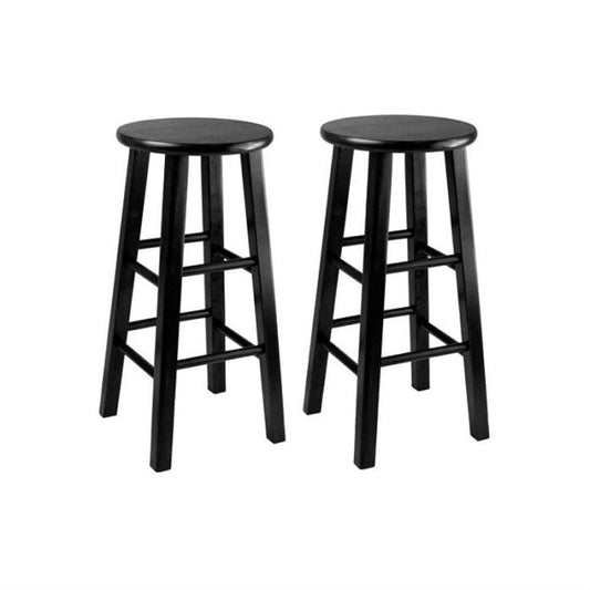 Dining > Barstools - Set Of 2 Black 24 In. Square Leg Counter Stools