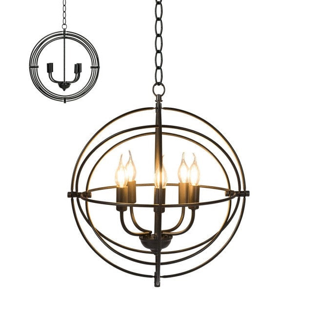 Lighting > Chandeliers - 5 Light Brass Rustic Industrial Rotating Metal Chandelier