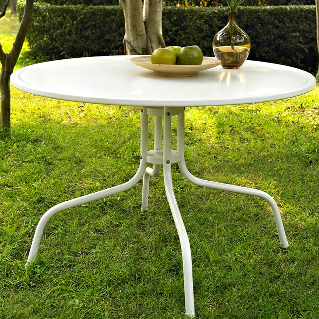 Outdoor > Outdoor Furniture > Patio Tables - Round Patio Dining Table In White Outdoor UV Resistant Metal