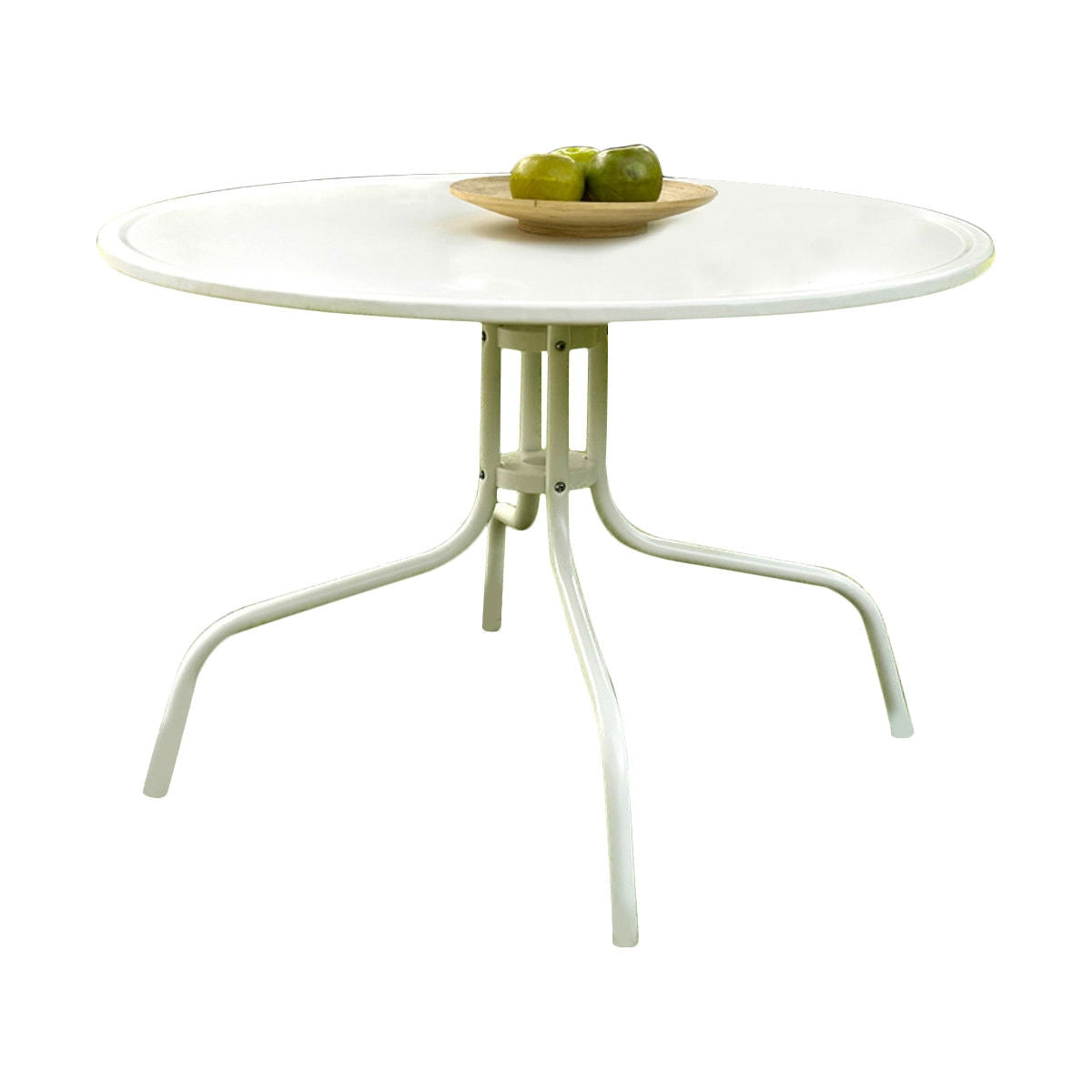 Outdoor > Outdoor Furniture > Patio Tables - Round Patio Dining Table In White Outdoor UV Resistant Metal