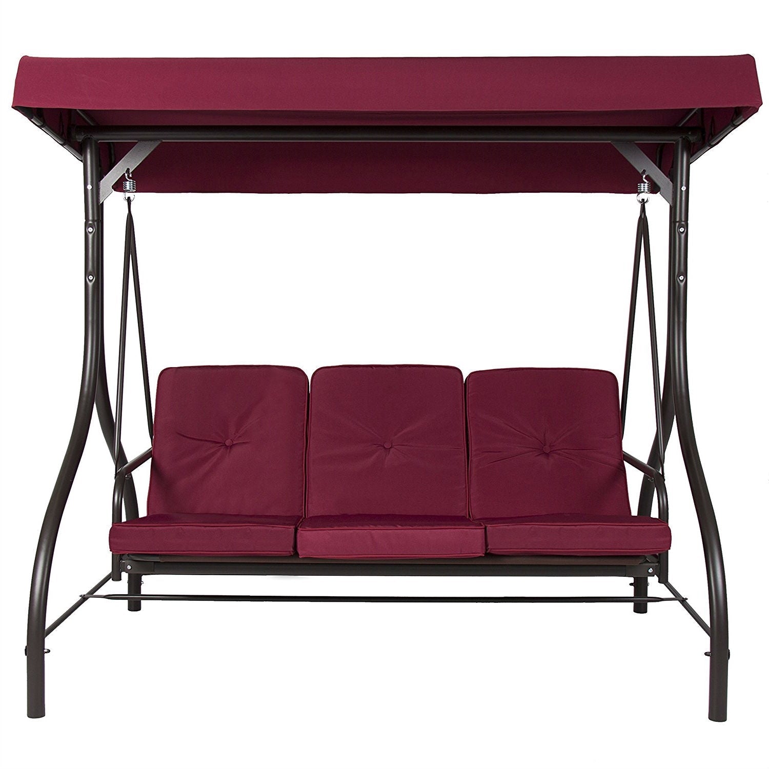 Outdoor > Outdoor Furniture > Porch Swings And Gliders - Burgundy Outdoor Patio Deck Porch Canopy Swing With Cushions
