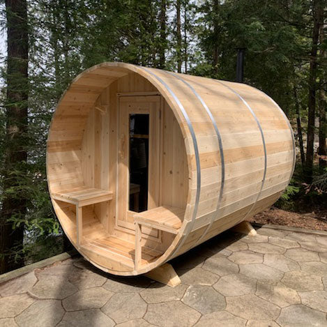 Serenity Barrel Sauna - Outdoor Sauna with Porch