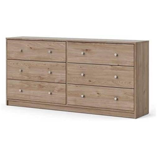 Bedroom > Nightstand And Dressers - Farmhouse Contemporary 6 Drawer Double Dresser In Oak