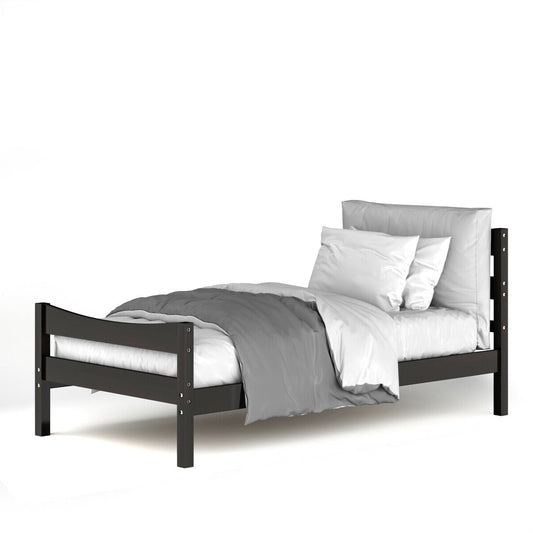 Bedroom > Bed Frames > Platform Beds - Twin Size Farmhouse Style Pine Wood Platform Bed Frame In Espresso