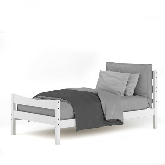 Bedroom > Bed Frames > Platform Beds - Twin Size Farmhouse Style Pine Wood Platform Bed Frame In White