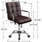 Office > Office Chairs - Dark Brown Modern Faux Leather Mid-Back Office Chair With Armrests And Wheels
