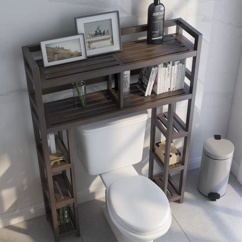 Bathroom > Bathroom Cabinets - Solid Wood Over The Toilet Bathroom Storage Unit In Dark Brown Finish