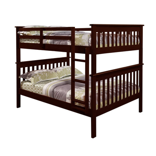 Bedroom > Bed Frames > Bunk Beds - Solid Wood Full Over Full Bunk Bed In Cappuccino Finish