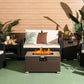 Outdoor > Outdoor Decor > Fire Pits - Outdoor Propane Fire Pit With Side Table Tank Holder In Brown PE Rattan