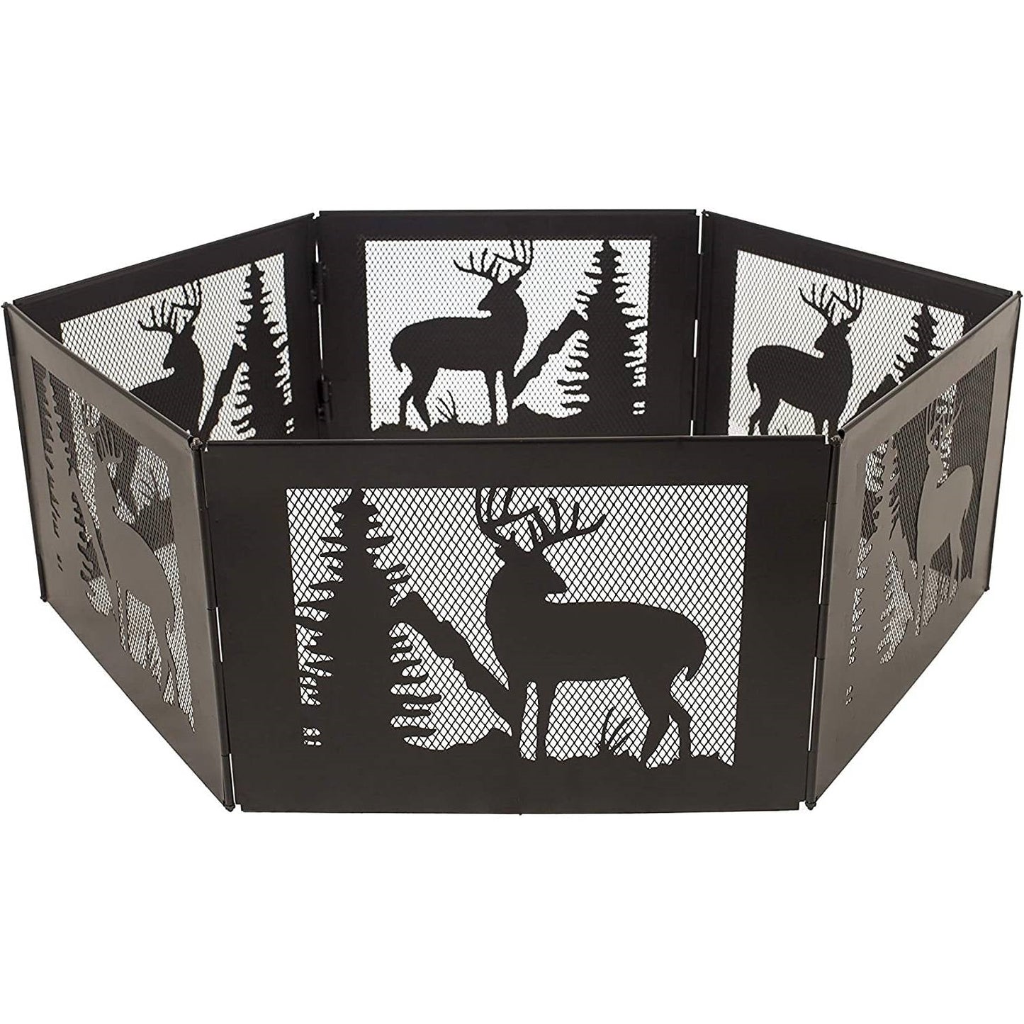 Outdoor > Outdoor Decor > Fire Pits - Deer Print Hexagon Portable Folding Steel Mesh Fire Pit W/ Carry Case