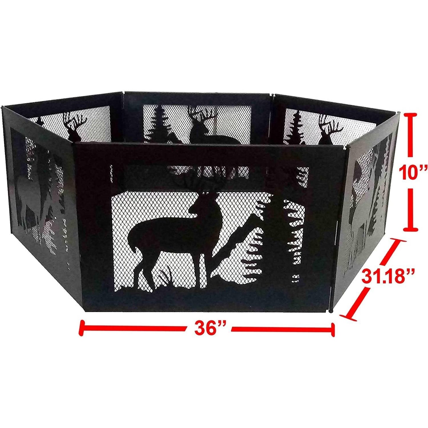 Outdoor > Outdoor Decor > Fire Pits - Deer Print Hexagon Portable Folding Steel Mesh Fire Pit W/ Carry Case
