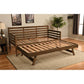 Bedroom > Bed Frames > Daybeds - Solid Wood Daybed Frame With Twin Pop-Up Trundle Bed In Walnut Finish