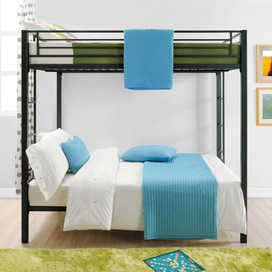 Bedroom > Bed Frames > Bunk Beds - Full Over Full Size Sturdy Black Metal Bunk Bed