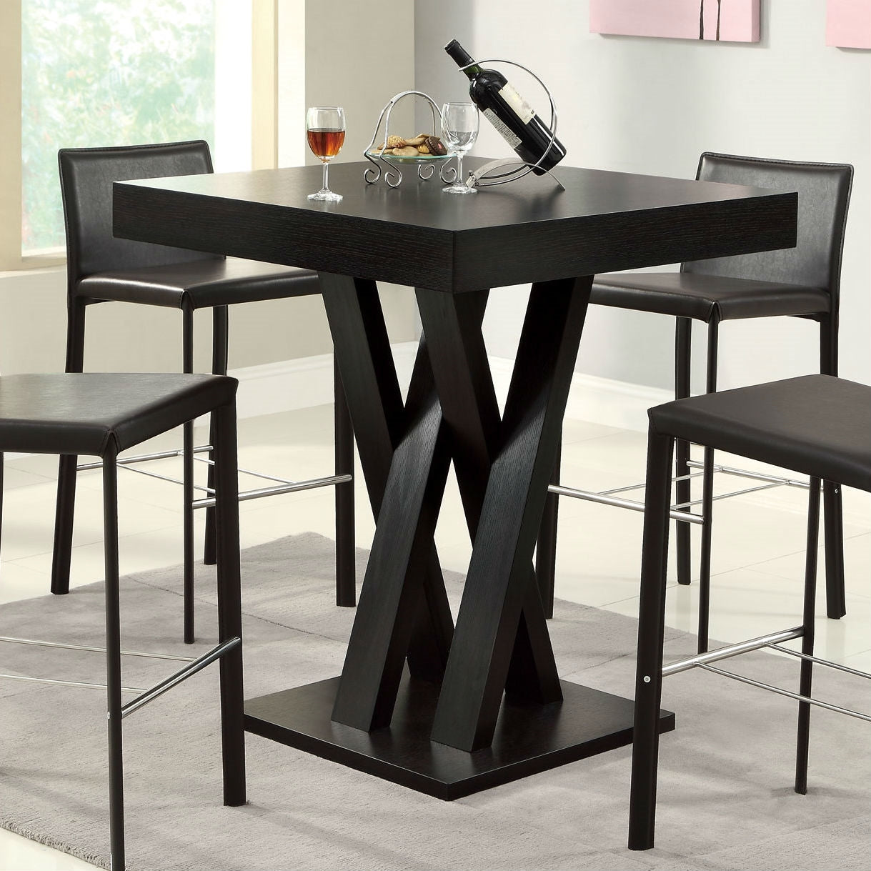 Dining > Dining Tables - Modern 40-inch High Square Dining Table In Dark Cappuccino Finish
