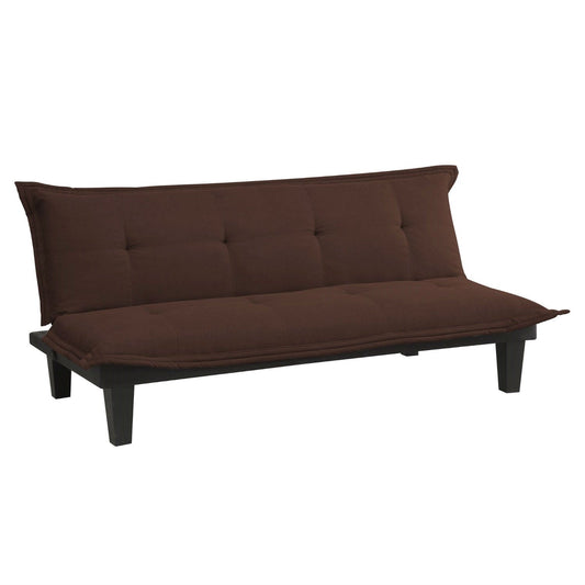 Living Room > Sofas - Modern Convertible Sofa Bed Futon Lounger In Brown Microfiber