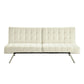 Living Room > Sofas - Split-back Modern Futon Style Sleeper Sofa Bed In Vanilla Faux Leather