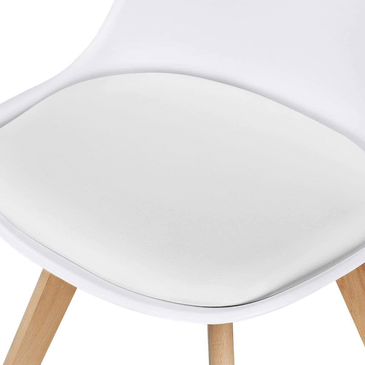 Dining > Dining Chairs - Set Of 4 Modern White Shell Dining Chair Upholstered Padded Seat W/ Beechwood  Legs