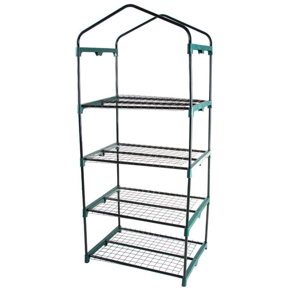 Outdoor > Gardening > Greenhouses - Durable 4-Tier Plant Stand Greenhouse With Zippered PVC Cover