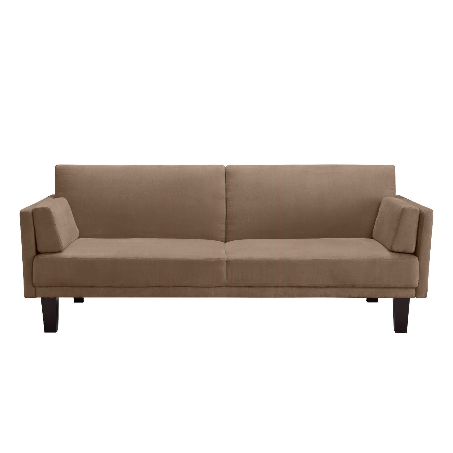 Living Room > Sofas - Modern Tan Microfiber Upholstered Futon Style Sleeper Sofa Bed