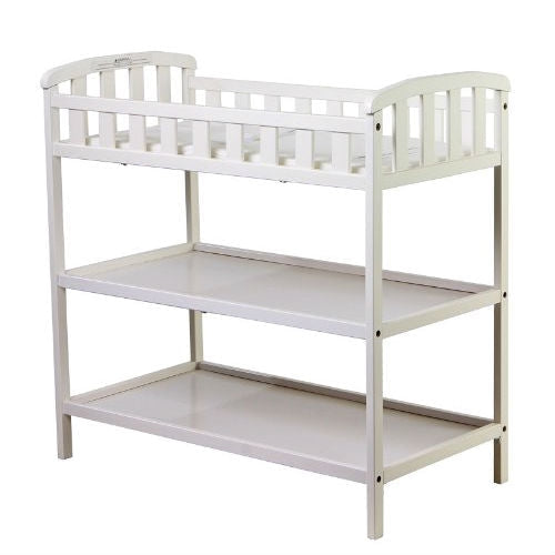 Bedroom > Kids Bedroom - White Baby Diaper Changing Table With 1-inch Thick Changing Pad