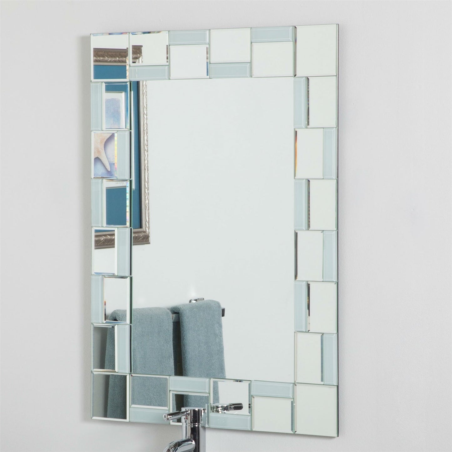 Bathroom > Bathroom Mirrors - Modern 31.5 X 23.6 Inch Rectangle Bathroom Mirror With Unique Border