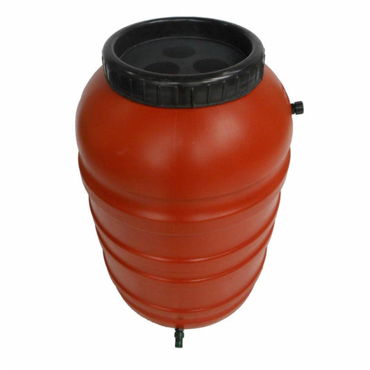 Outdoor > Gardening > Rain Barrels - Terra Cotta Red HDPE Plastic 55-Gallon Rain Barrel With Spigot