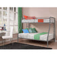Bedroom > Bed Frames > Bunk Beds - Twin Over Full Size Sturdy Metal Bunk Bed In Silver Finish