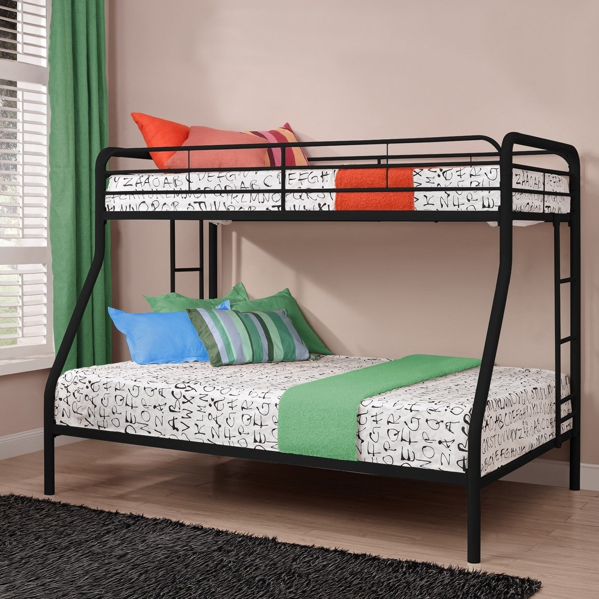 Bedroom > Bed Frames > Bunk Beds - Twin Over Full Size Bunk Bed In Sturdy Black Metal