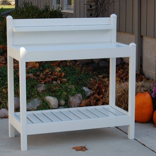 Outdoor > Gardening > Potting Benches - White PVC Vinyl Potting Bench Outdoor Garden Bakers Rack