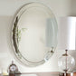 Accents > Mirrors - Oval Frameless Bathroom Vanity Wall Mirror With Beveled Edge Scallop Border