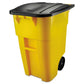 Kitchen > Trash Cans & Recycle Bins - 50 Gallon Yellow Commercial Heavy-Duty Trash Can With Black Lid
