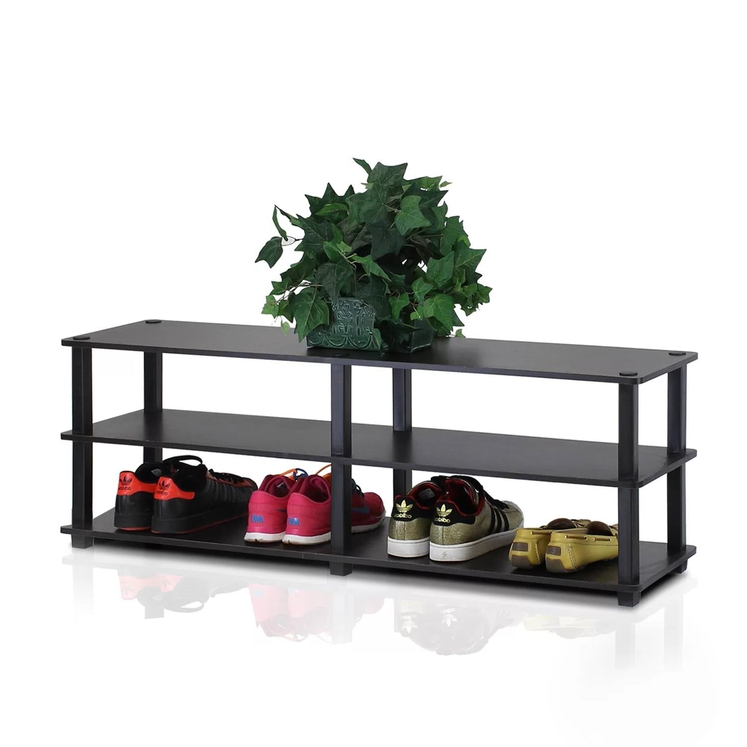 Accents > Shoe Racks - Modern 3-Shelf Espresso Black Shoe Rack - Holds Up To 18 Pair Of Shoes