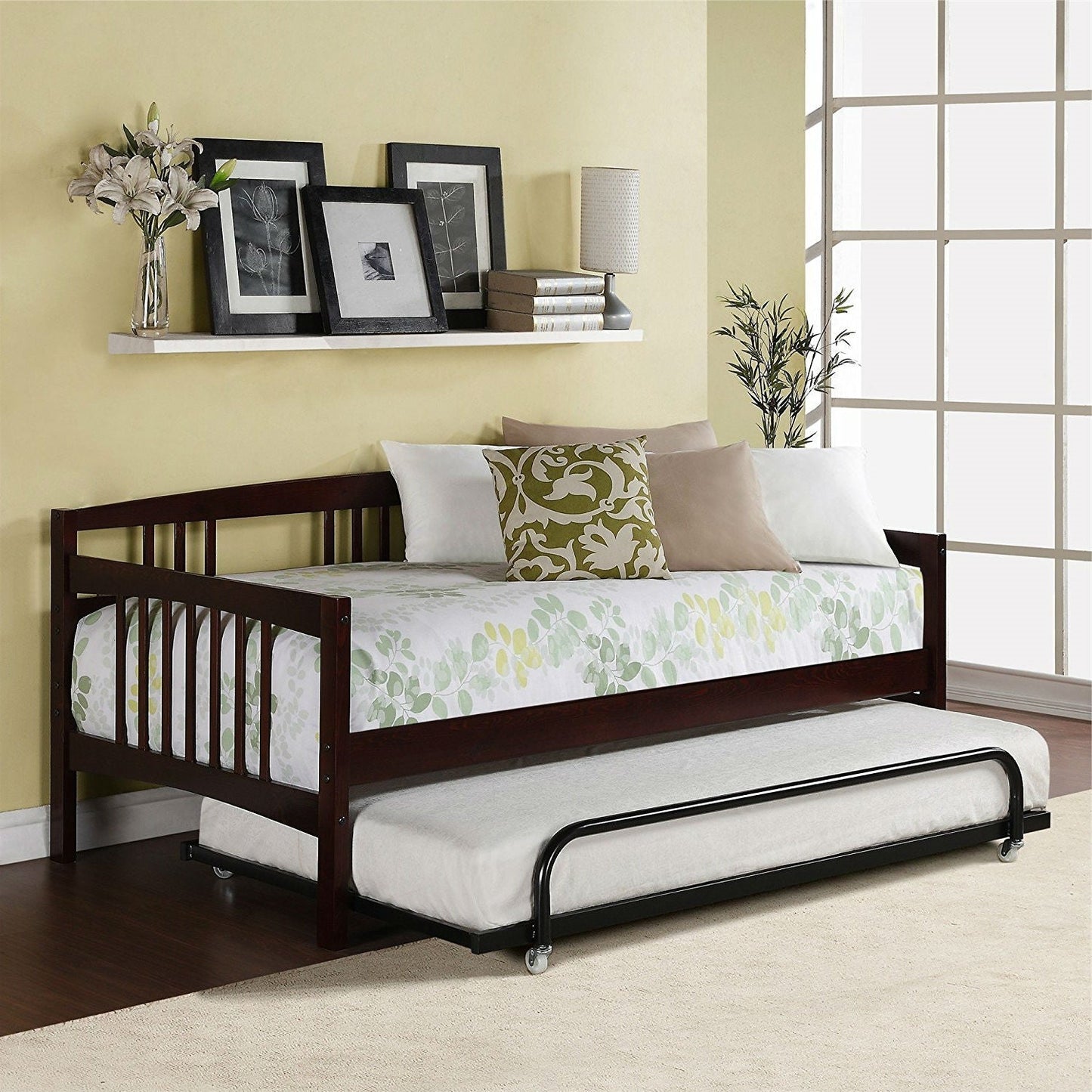 Bedroom > Bed Frames > Daybeds - Twin Size Day Bed In Espresso Wood Finish - Trundle Not Included