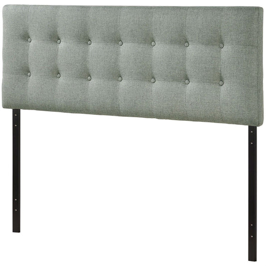Bedroom > Headboards - Full Size Grey Fabric Button-Tufted Upholstered Headboard