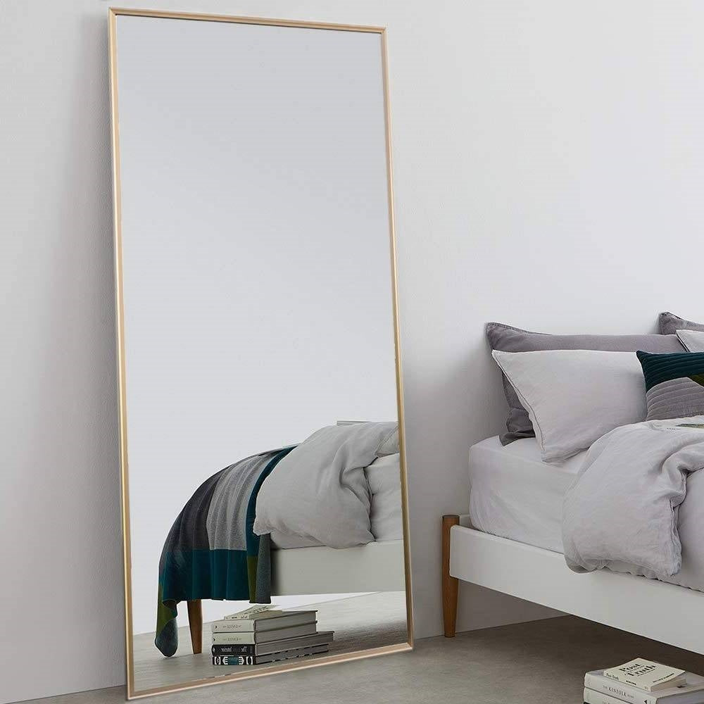 Accents > Mirrors - Freestanding Full Length Floor Mirror With Stand Or Wall Mount With Gold Frame