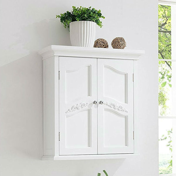 Bathroom > Bathroom Cabinets - French Classic Style 2 Door Bathroom Wall Cabinet In White