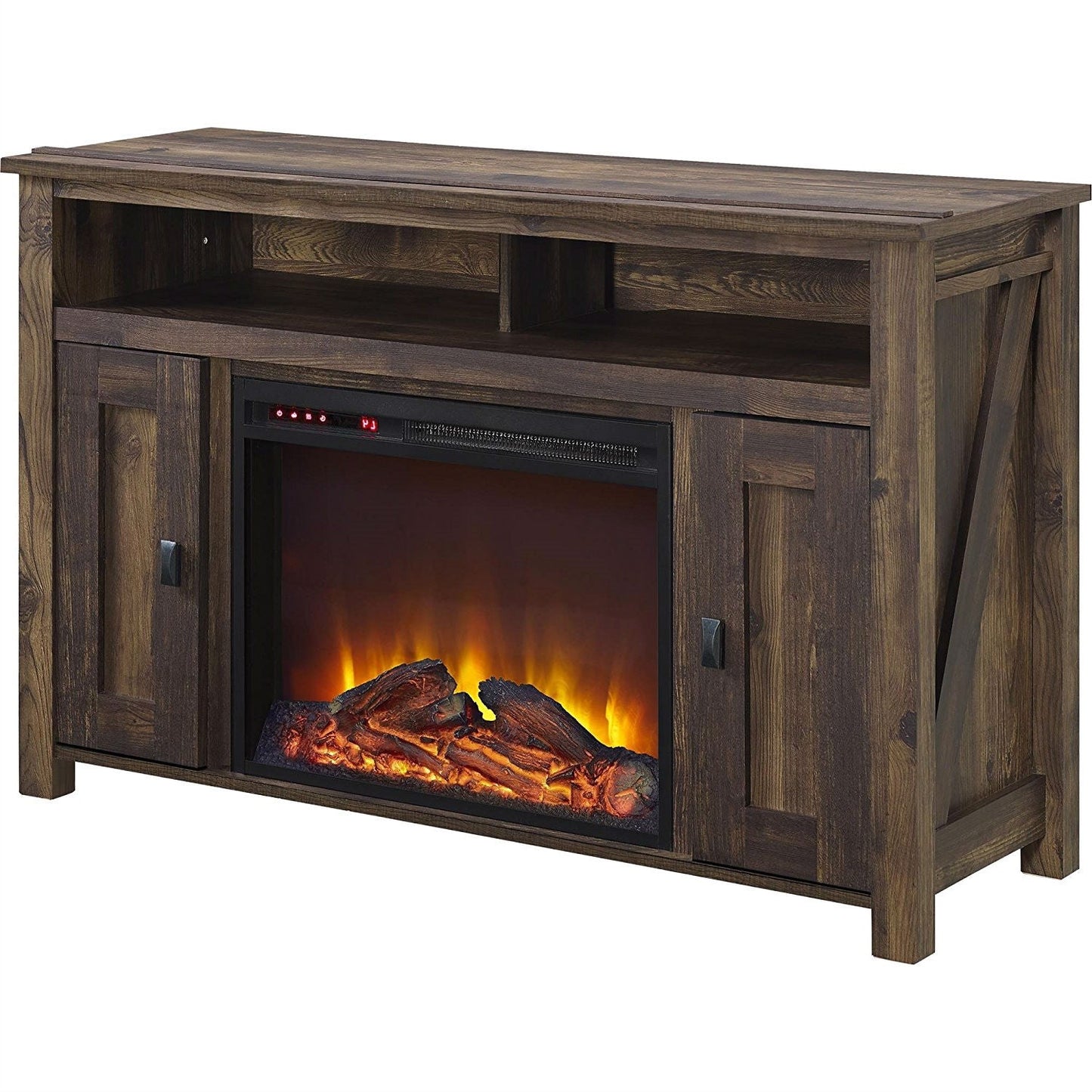 Accents > Electric Fireplaces - 50-inch TV Stand In Medium Brown Wood With 1,500 Watt Electric Fireplace