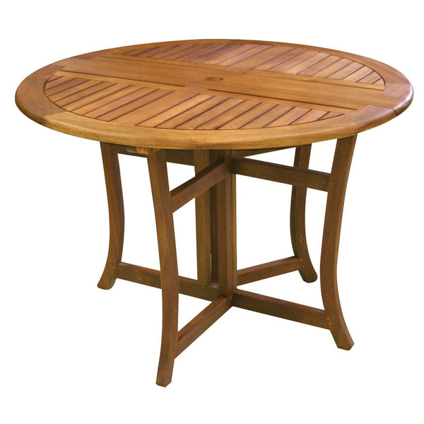 Outdoor > Outdoor Furniture > Patio Tables - Outdoor Folding Wood Patio Dining Table 43-inch Round With Umbrella Hole