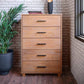 Bedroom > Nightstand And Dressers - Modern Farmhouse Solid Wood 5 Drawer Bedroom Chest In Light Brown Finish