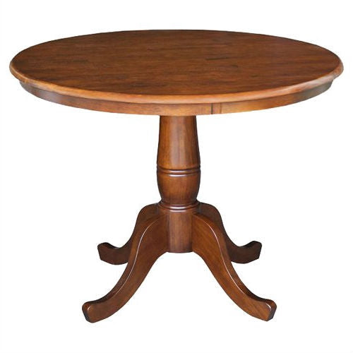 Dining > Dining Tables - Round 36-inch Pedestal Dining Table In Espresso Finish