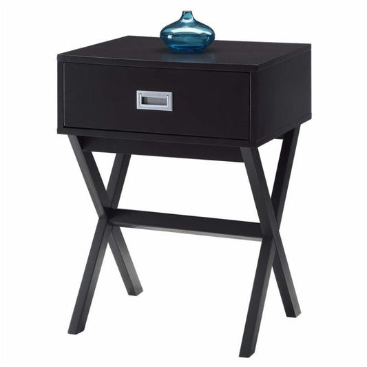 Living Room > Coffee Tables - Modern 1-Drawer Bedside Table Nightstand End Table In Espresso Wood Finish