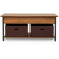 Living Room > Coffee Tables - FarmHouse Brown Lift-Top Multi Purpose Coffee Table With 2 Storage Drawers Bins