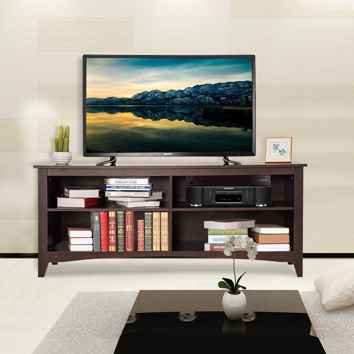 Living Room > TV Stands And Entertainment Centers - Contemporary TV Stand For Up To 60-inch TV In Espresso Finish